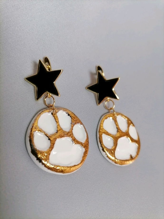 Серьги из фарфора Тигрики (большие)
