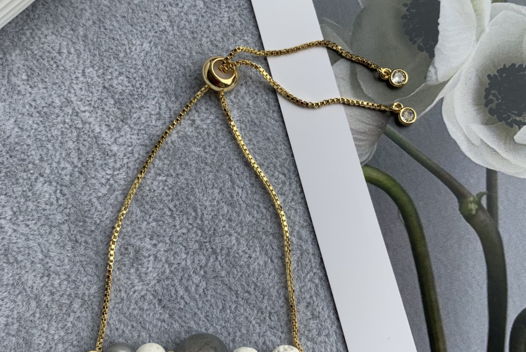 Браслет с лабрадором, лавой и жемчугом Майорка «Пепел и сияние»