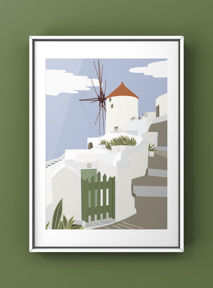 Постер с авторской иллюстрацией "Санторини #4"