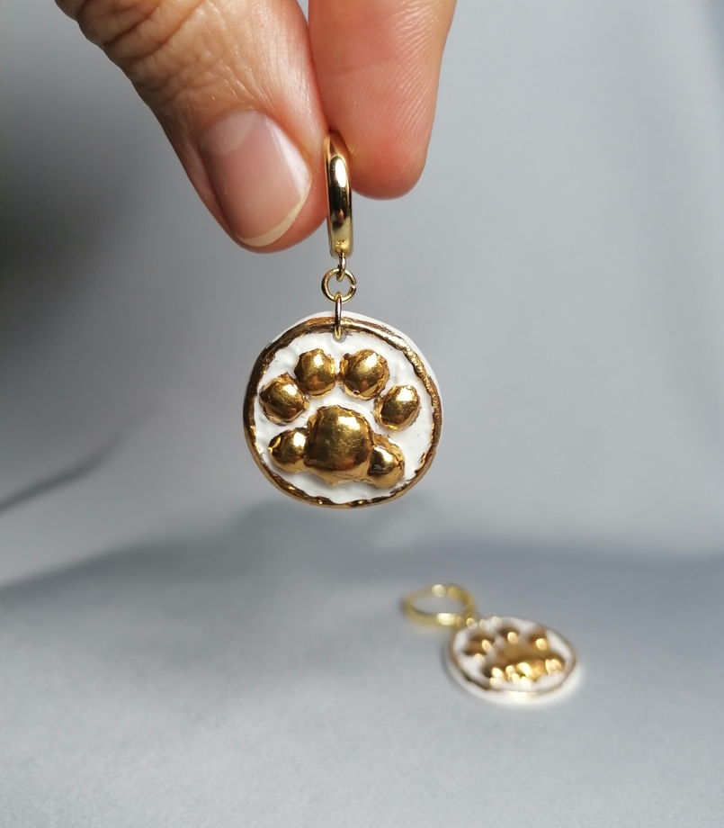 Серьги из фарфора Тигрики (в оправе)
