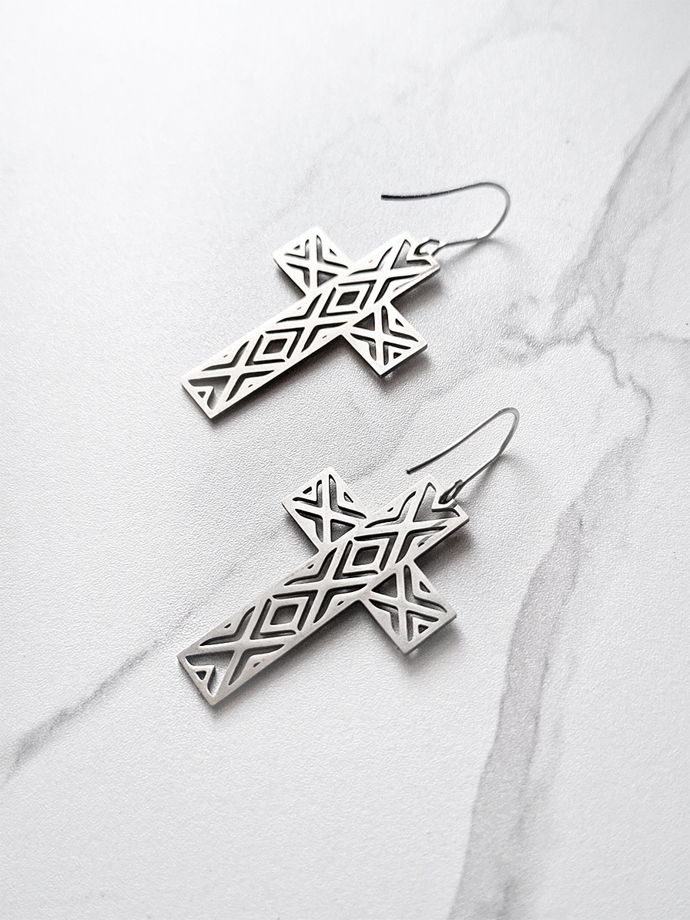 Серьги из стали Крестики
