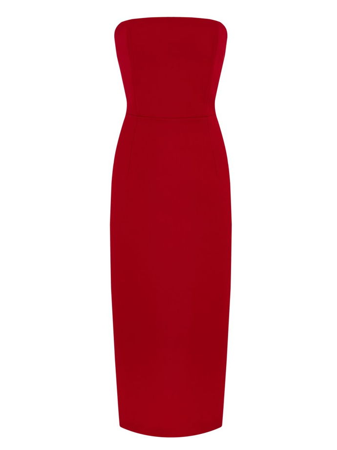 Платье-бандо миди, красный