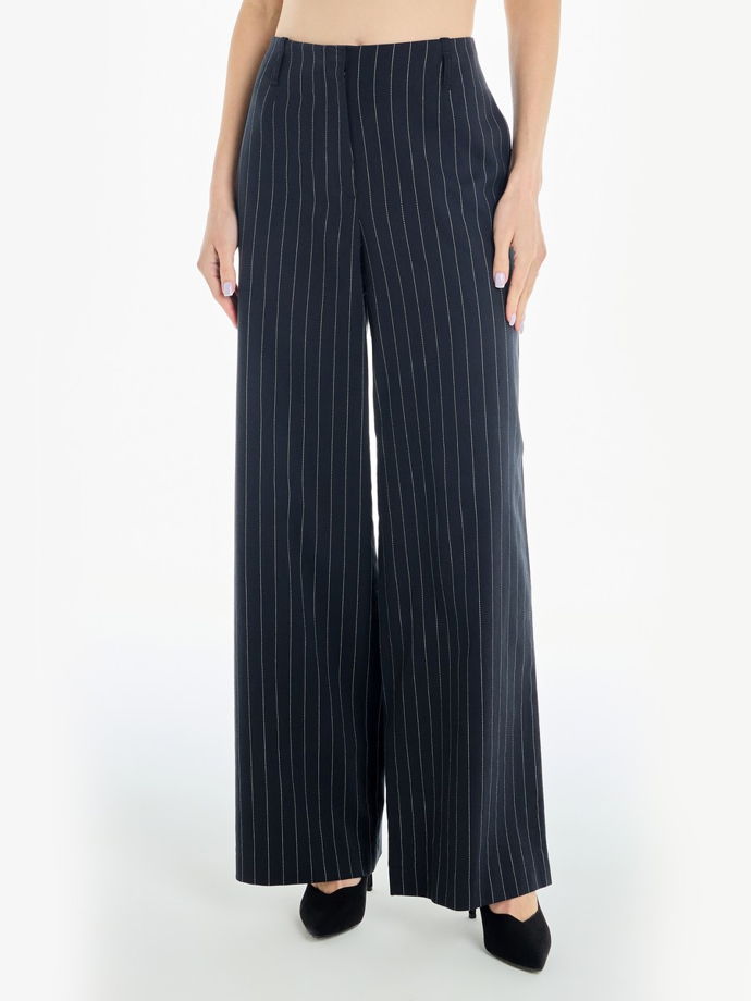 Летние широкие брюки из хлопка в полоску