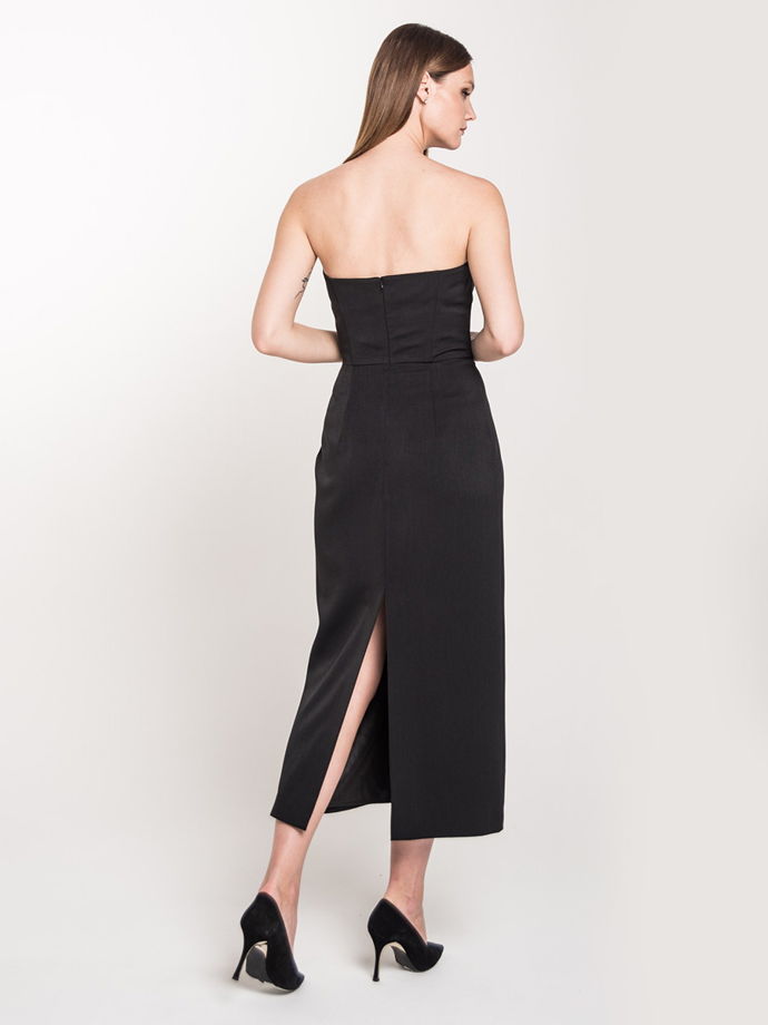 Платье-бандо миди, черный