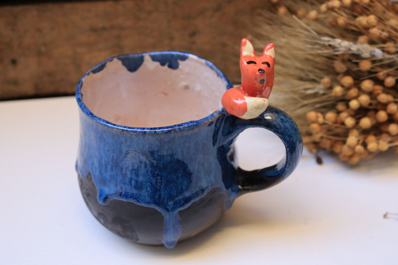 Чашка с лисом синяя из серии "Маленький принц"