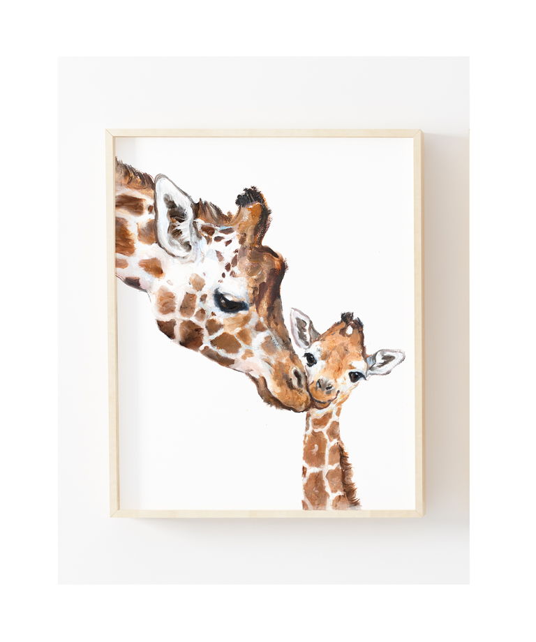 Постер для декора детской из серии "Мамы с Малышами"  -  Жирафы