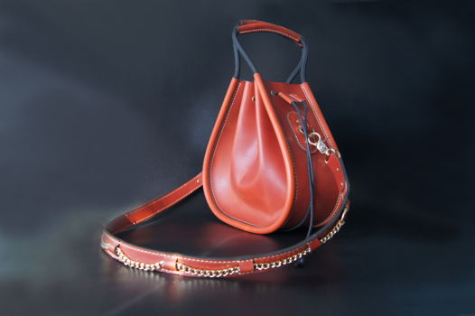 Кожаная сумка-мешок Терракотовый / Красный цвет Размер М "Bucket bag"