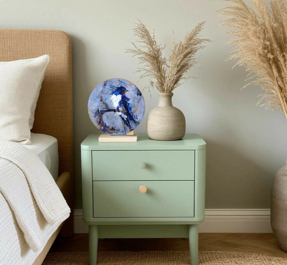 Ласточка на серо-голубом фоне