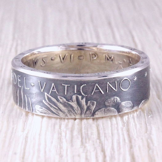 Серебряное кольцо из монеты (Ватикан) 500 лир 1970-1976