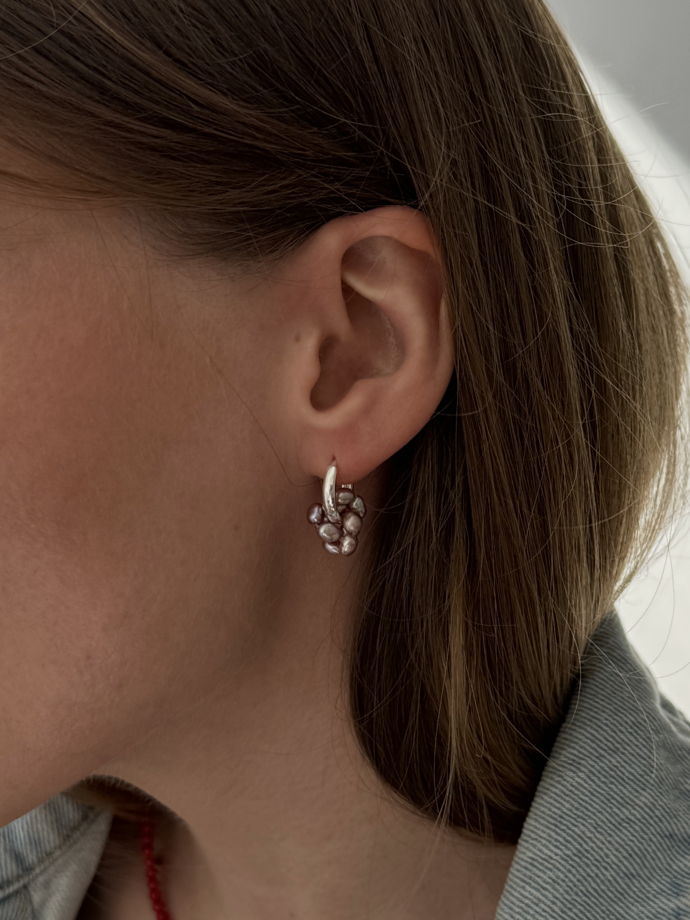 Серьги из серебра с подвесом из жемчуга