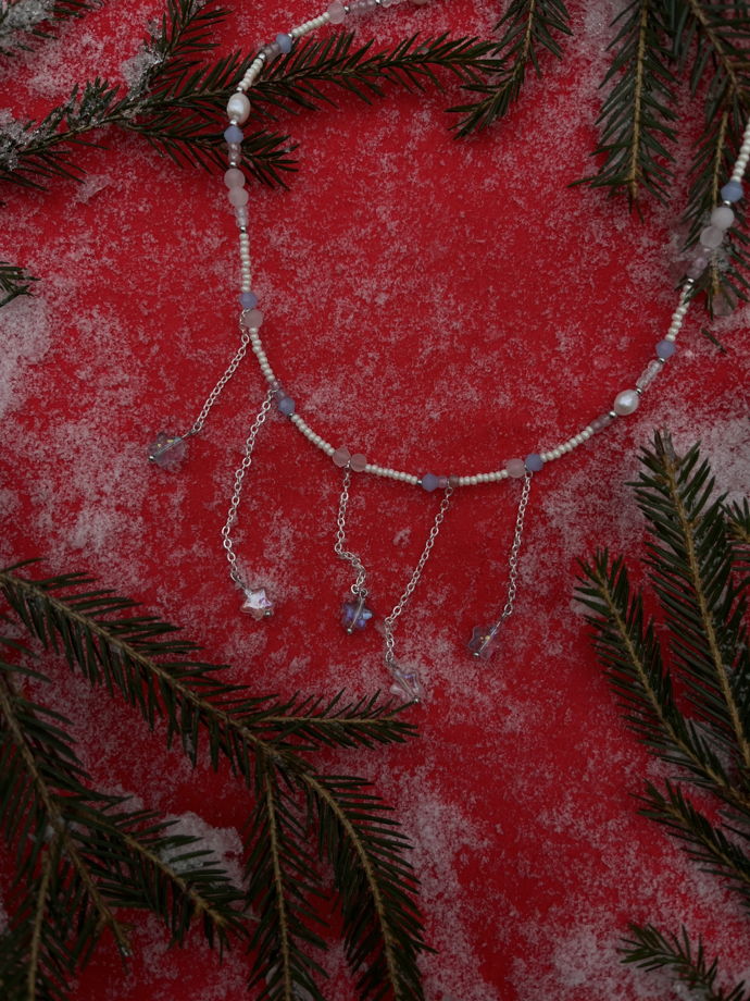Ожерелье «Звездная пыль» из розового кварца