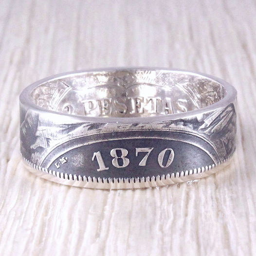 Серебряное кольцо из монеты (Испания) 1869-70