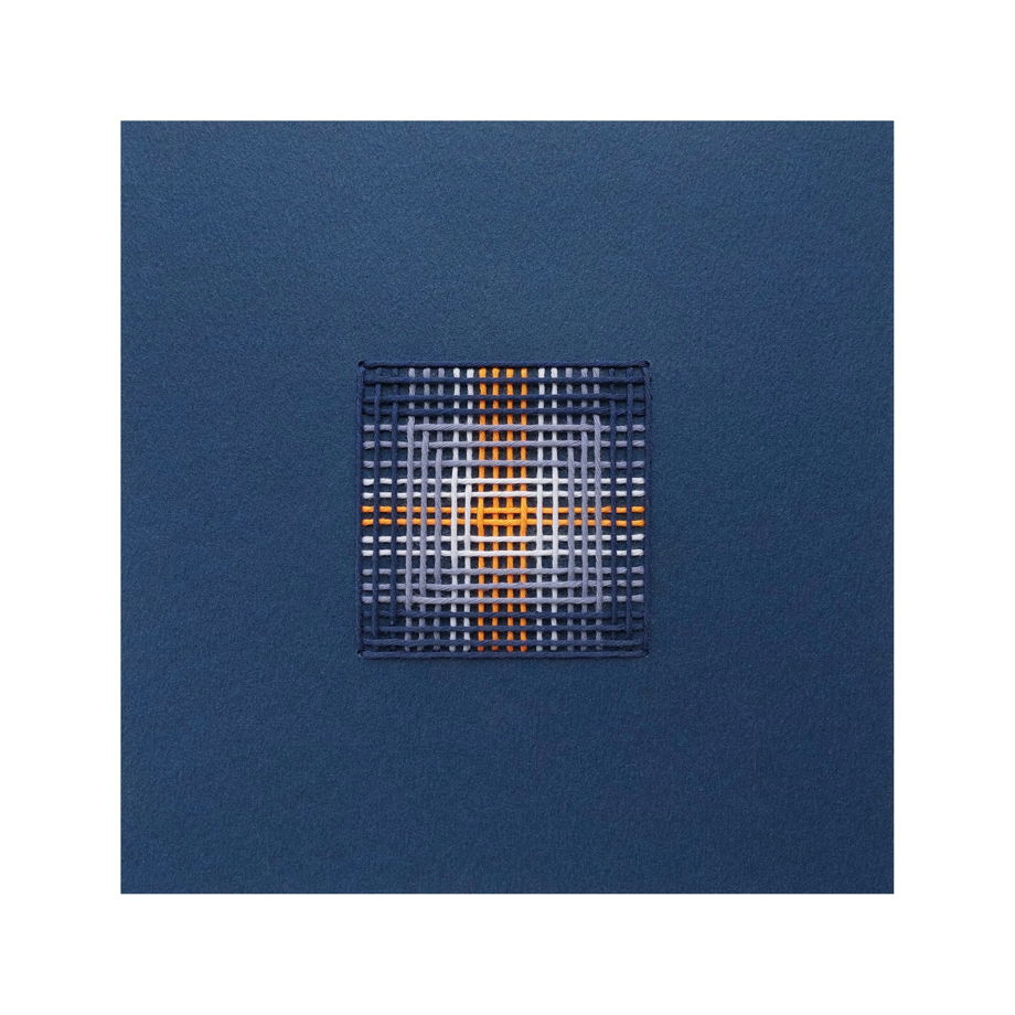 Текстильная картина, темно-синяя с оранжевым /В наличии