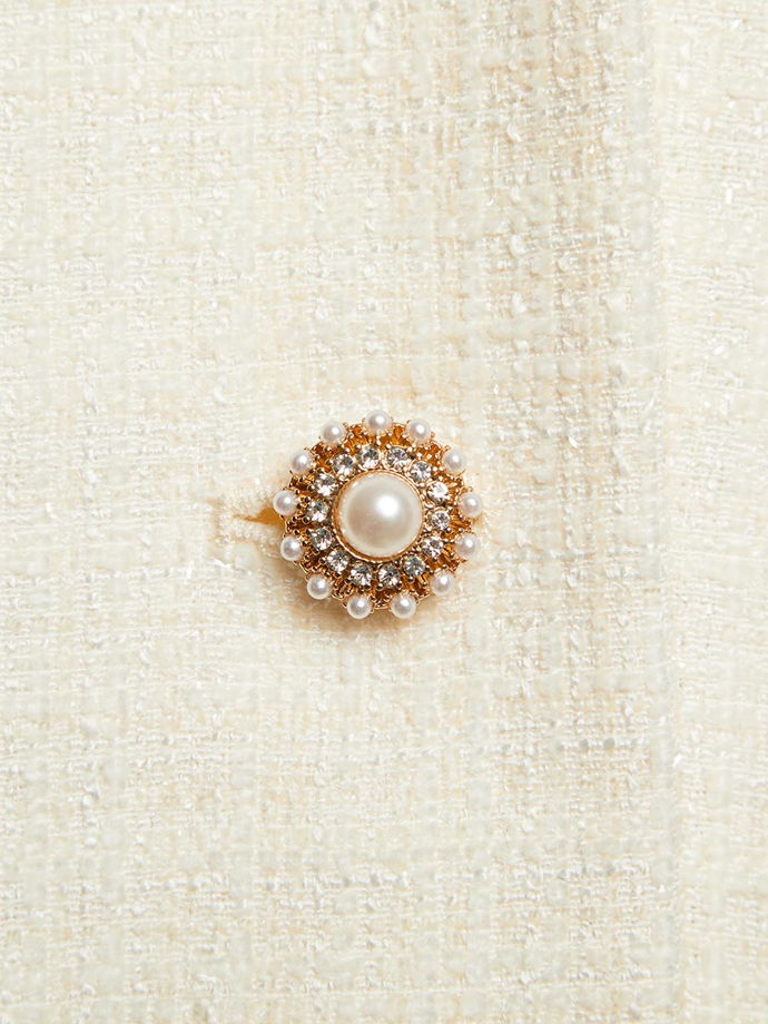 Вечерний прямой жакет из твида с люрексом