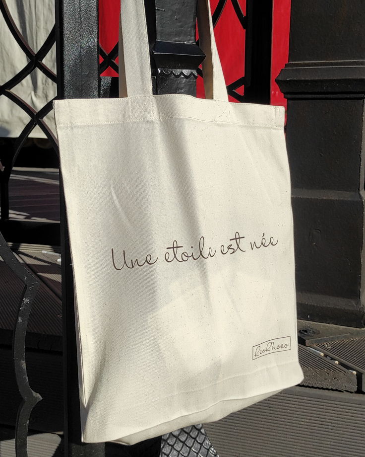 Сумка-шоппер изо льна с надписью "Une étoile est née"