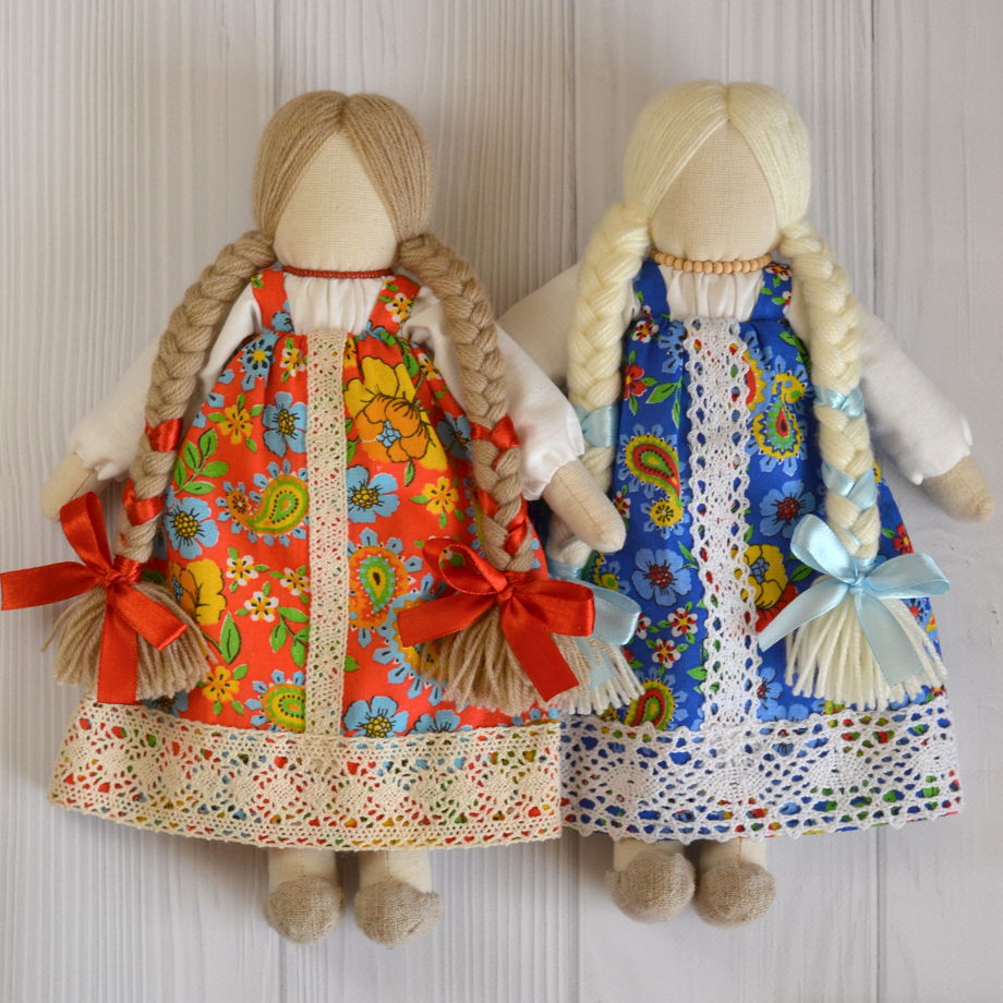 Народная игровая кукла Простоволоска, русская куколка в сарафане