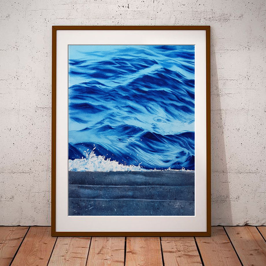 Акварельная картина "Волны" (28 х 38 см)
