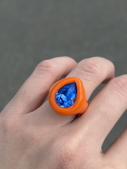 Кольцо bubble с кристаллом