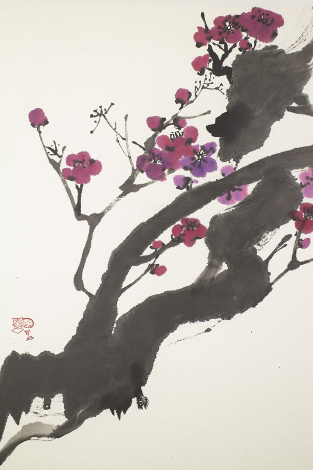 "Цветущая дикая слива мэй", картина в традиционном китайском стиле се-и   (45 * 70 см)