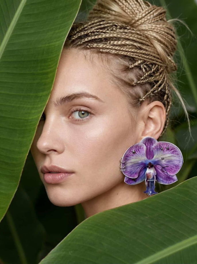 Серьги-орхидеи с пирсингом ( белые, желтые, зебра)