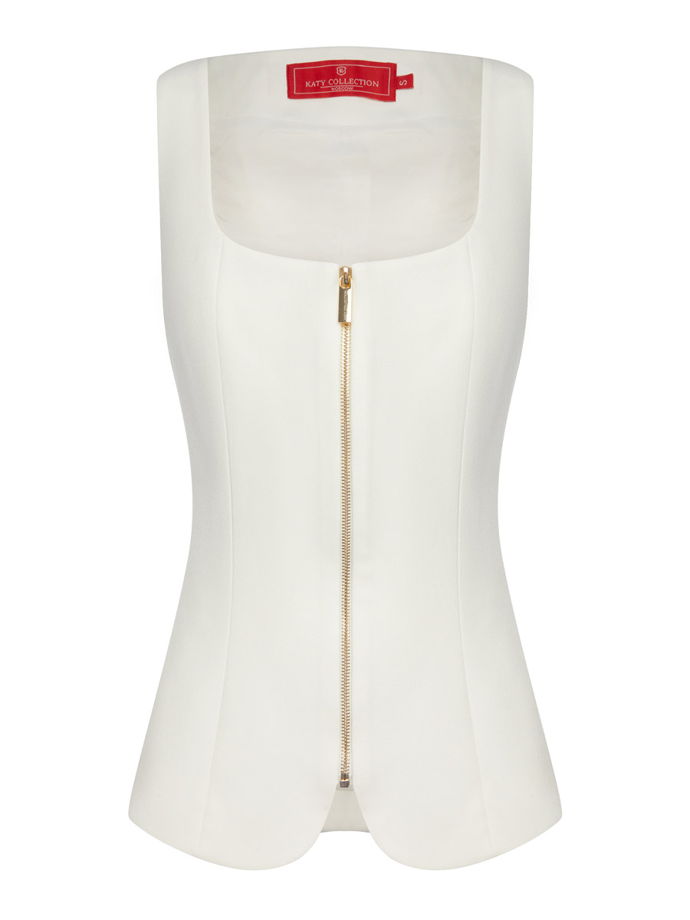 Жилет приталенный на молнии, белый