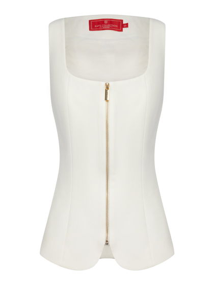 Жилет приталенный на молнии, белый