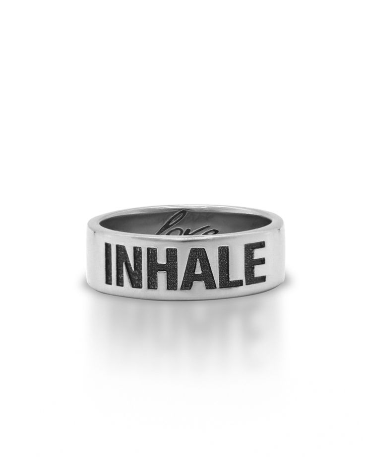 Кольцо с гравировкой "INHALE love - EXHALE gratitude" из серебра