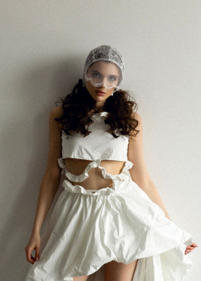 Кружевной чепчик с вуалью