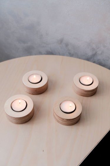 Набор деревянных подсвечников для чайных свечей (4 шт)