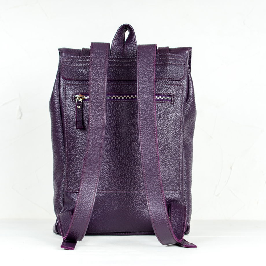Рюкзак кожаный "Москва" фиолетовый женский (без подкладки)