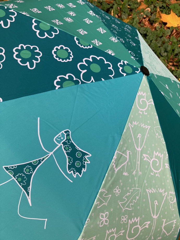 Зонт «Голубой коллаж», трость или складной на выбор