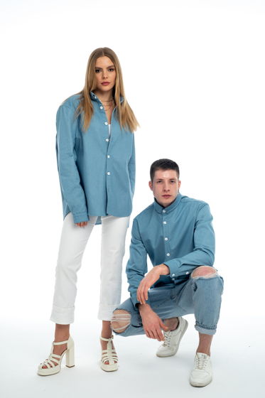 Рубашка JAPAN DENIM 100% хлопок (джинса) голубая