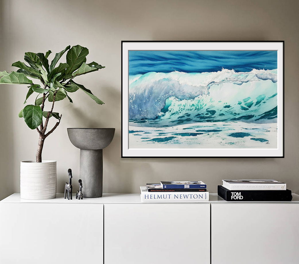 Акварельная картина "Волны" (56 х 38 см)