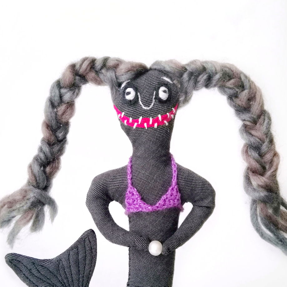 Сказочная художественная кукла-русалка ручной работы с жемчужиной