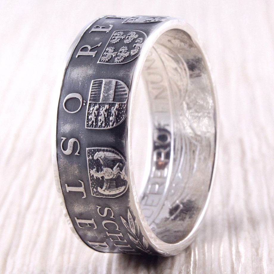 Серебряное кольцо из монеты (Австрия) Гербы