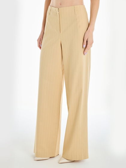 Летние широкие брюки из хлопка в полоску