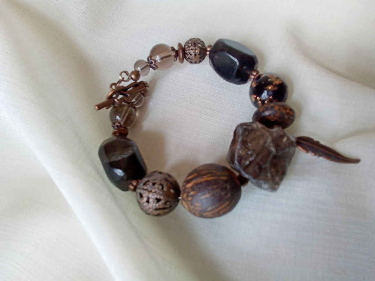 Коричневый женский браслет из дымчатого кварца "В поисках вдохновения"