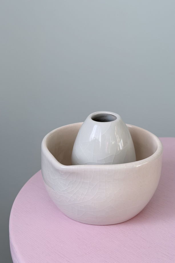 Набор для матчи ручной работы + венчик, "Голубое кракле"