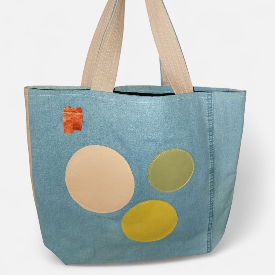 Сумка шопер , экосумка, переработанный деним, ручная работа.