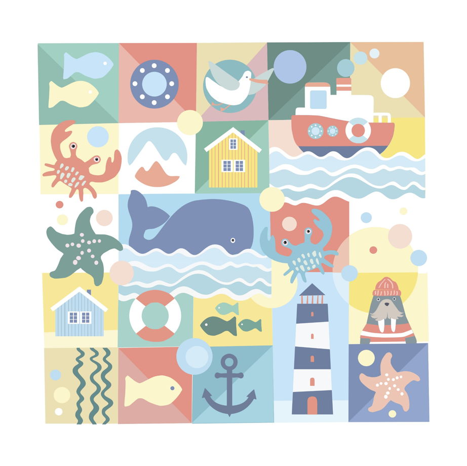 Авторский постер Зефирное Море на плотной матовой бумаге 30х30 см