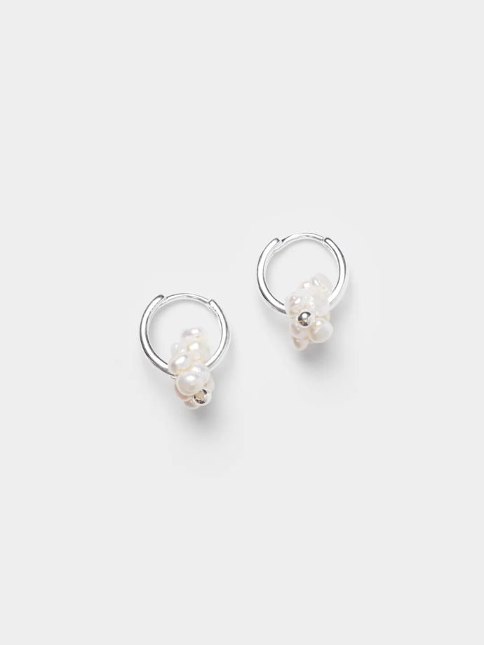 Серьги из серебра с подвесом из жемчуга