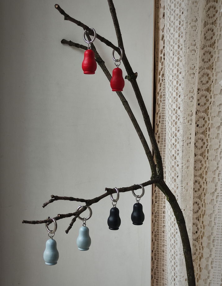 Серьги кольца Матрёшки