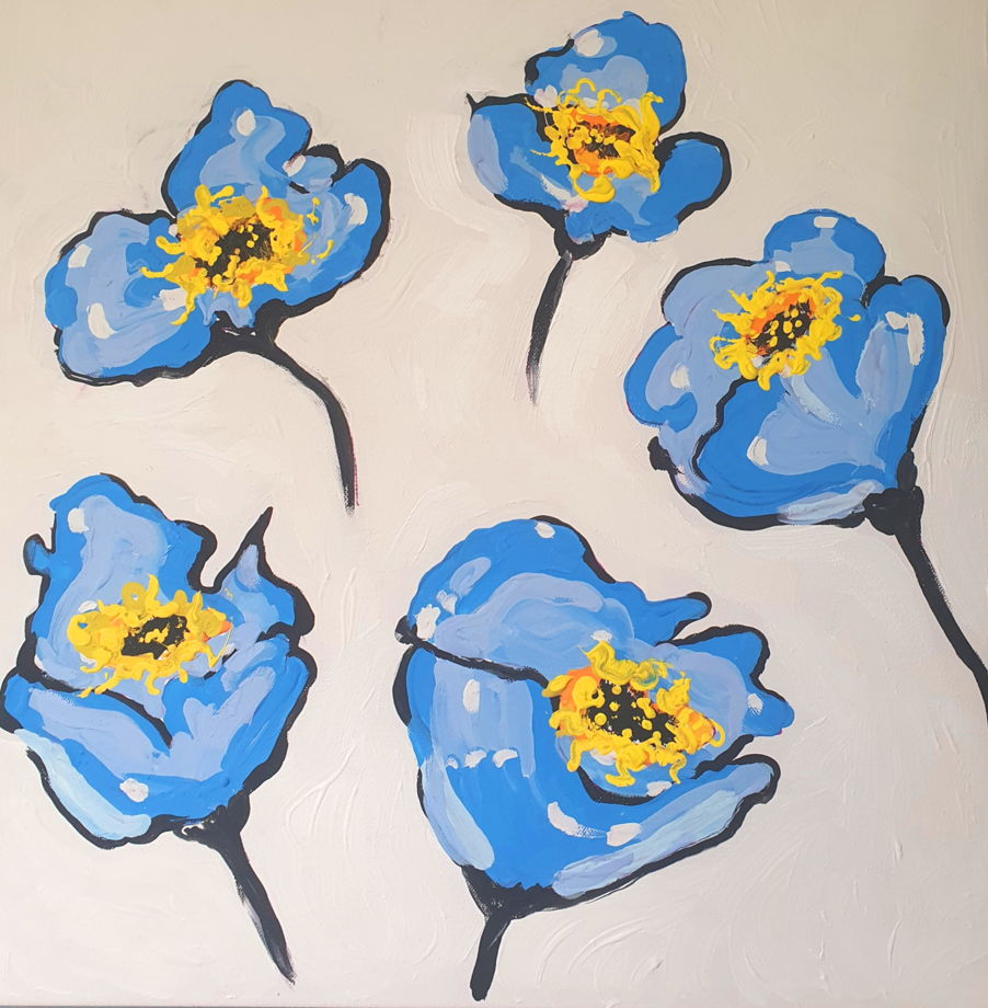 Картина в интерьер "Голубые цветы"