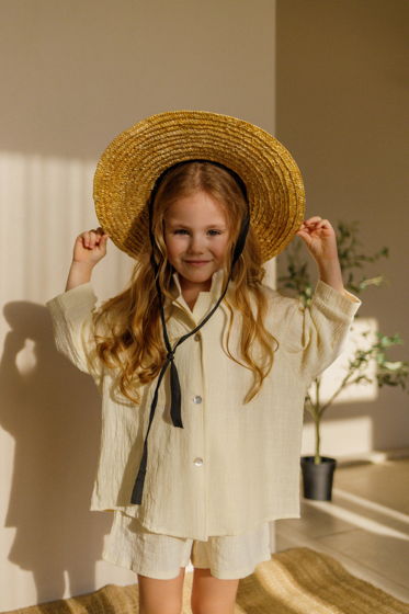Детский костюм SAND сливки из муслина с эффектом льна