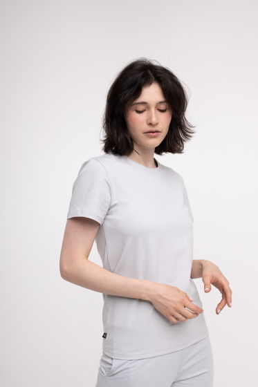 Женская трикотажная классическая футболка цвет светло-серый, размеры Xs S M