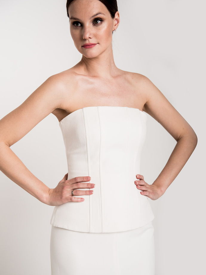 Корсет из костюмной ткани, белый