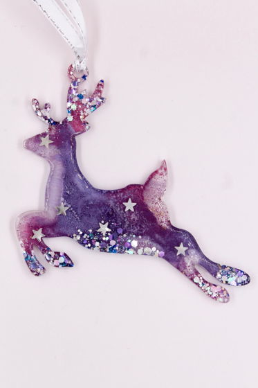 Елочная игрушка "Космический олень" фиолетовый