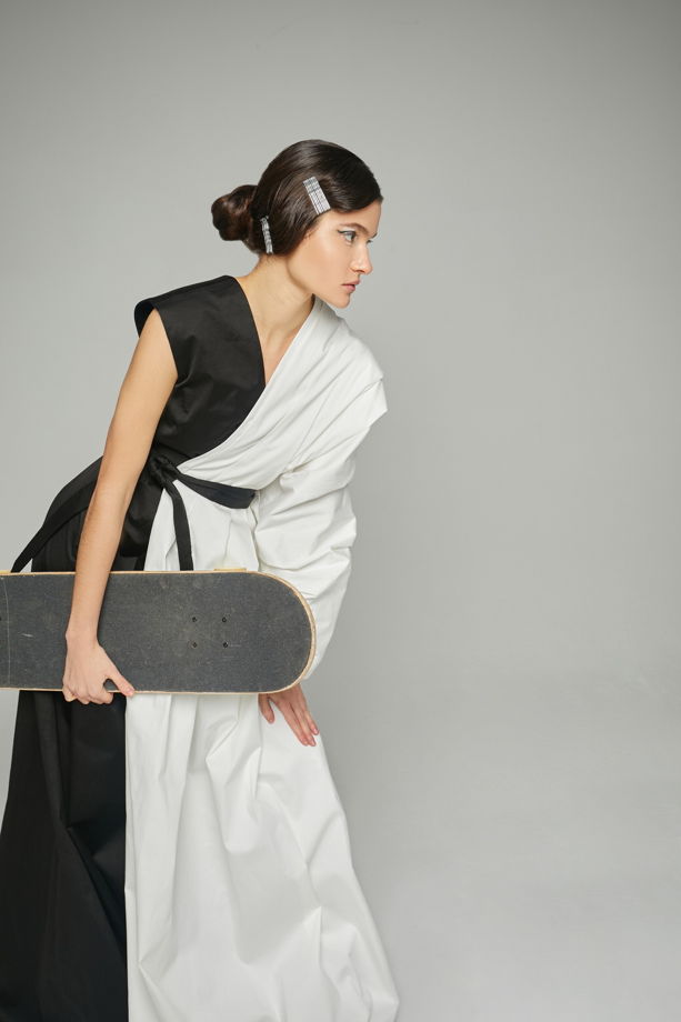Черно-белое платье кимоно (под заказ)
