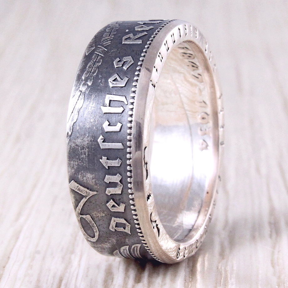 Серебряное кольцо из монеты (Третий рейх) 2 или 5 марок