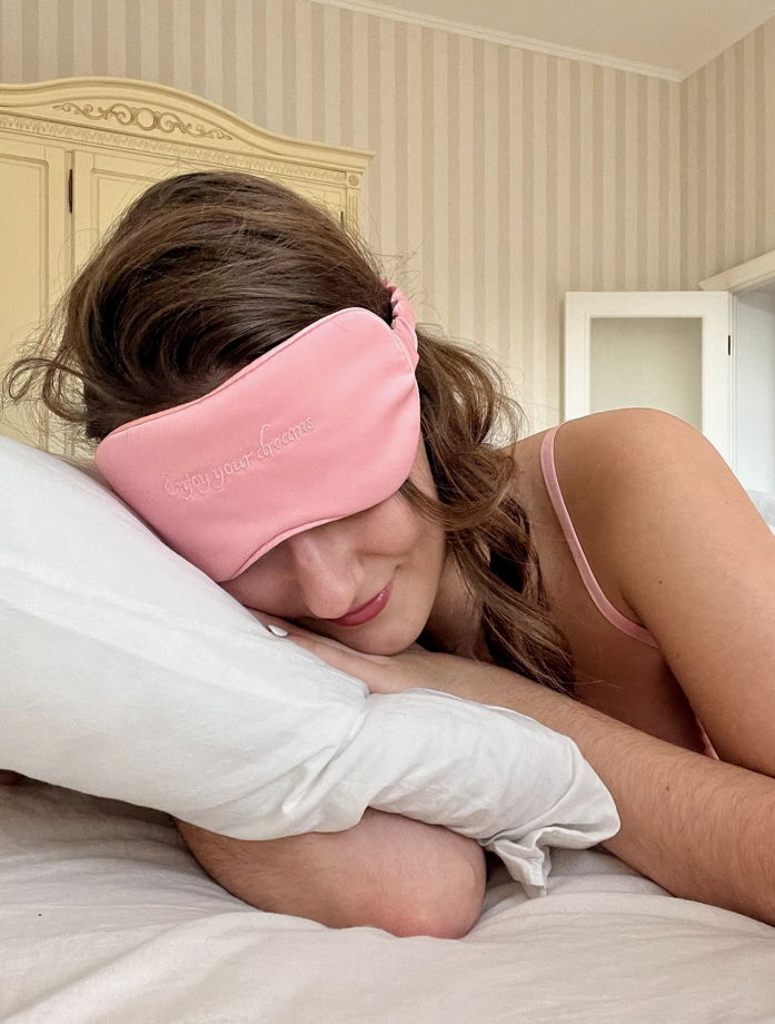 Шелковая маска для сна "Enjoy your dreams" pink